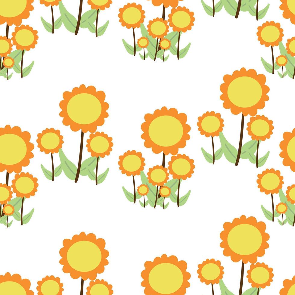 Cute cartoon floral background seamless pattern. cute wallpaper for gift wrapping paper, textile, colorful vector for children, flat style