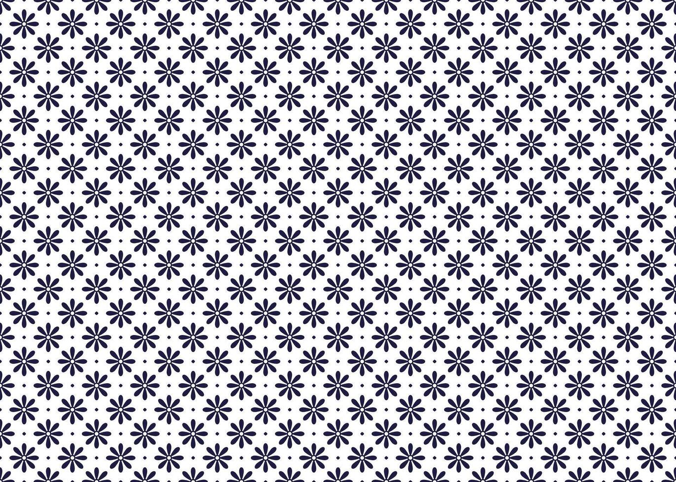 Symbol geometric dark blue flowers on white background seamless fabric ethnic pattern for cloth carpet wallpaper wrapping etc. vector