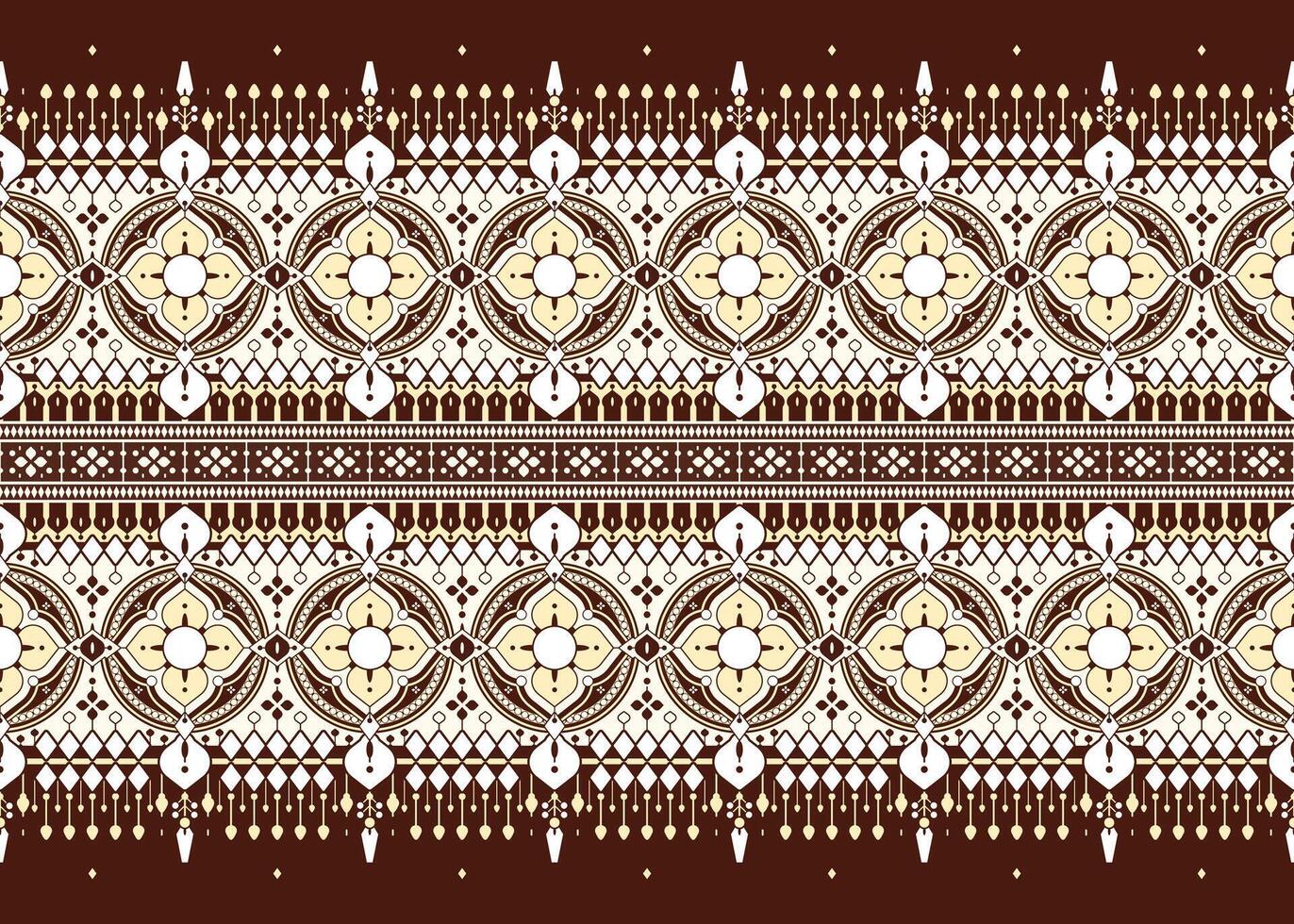 geometric and flowers design on dark background ethnic fabric seamless oriental pattern for cloth carpet wallpaper wrapping etc. vector