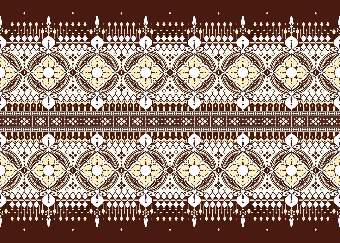 geometric and flowers design on dark background ethnic fabric seamless oriental pattern for cloth carpet wallpaper wrapping etc. vector