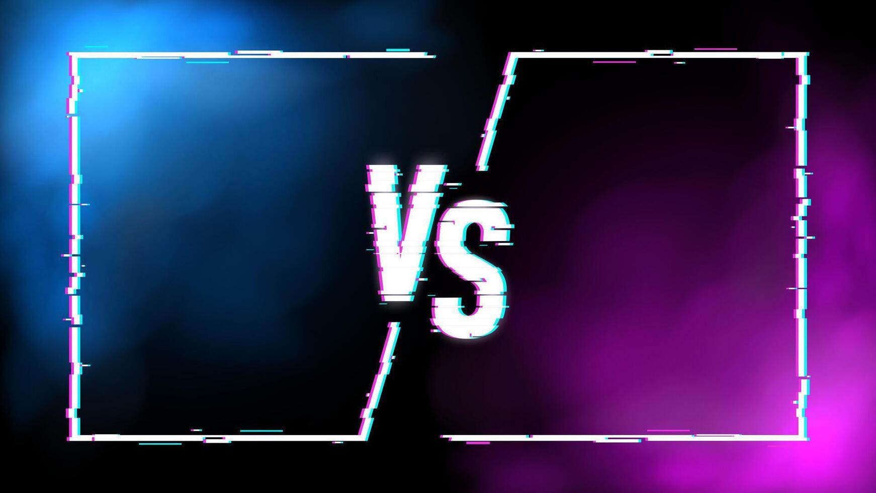 Versus Banner Glitch Text with Smokes, Vector Illustration