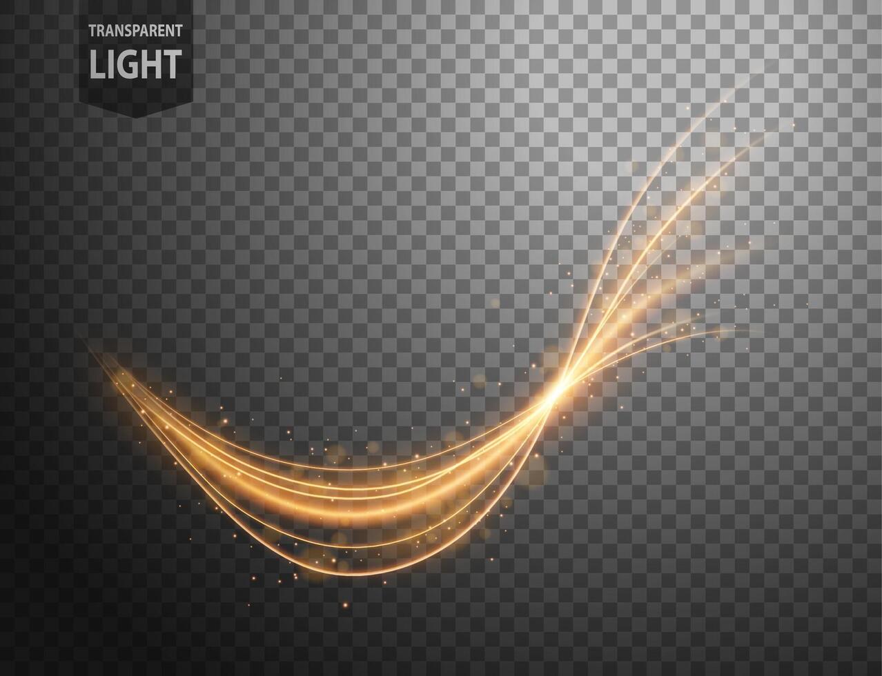 Abstract Gold Wavy Line of Light with Gold Bokeh on Background, Isolated and Easy to Edit, Vector Illustration