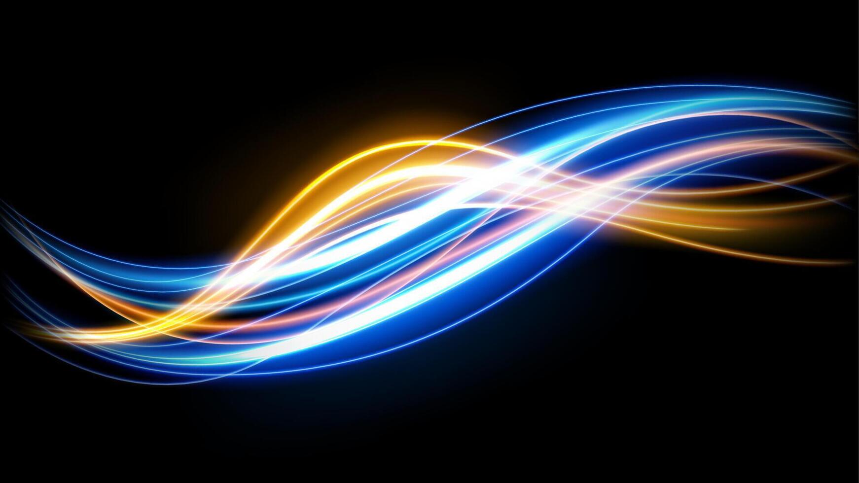 Colorful light trails, long time exposure motion blur effect. Vector Illustration