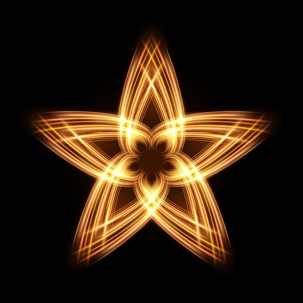 Gold Star Light on Dark Background, Vector Illustration