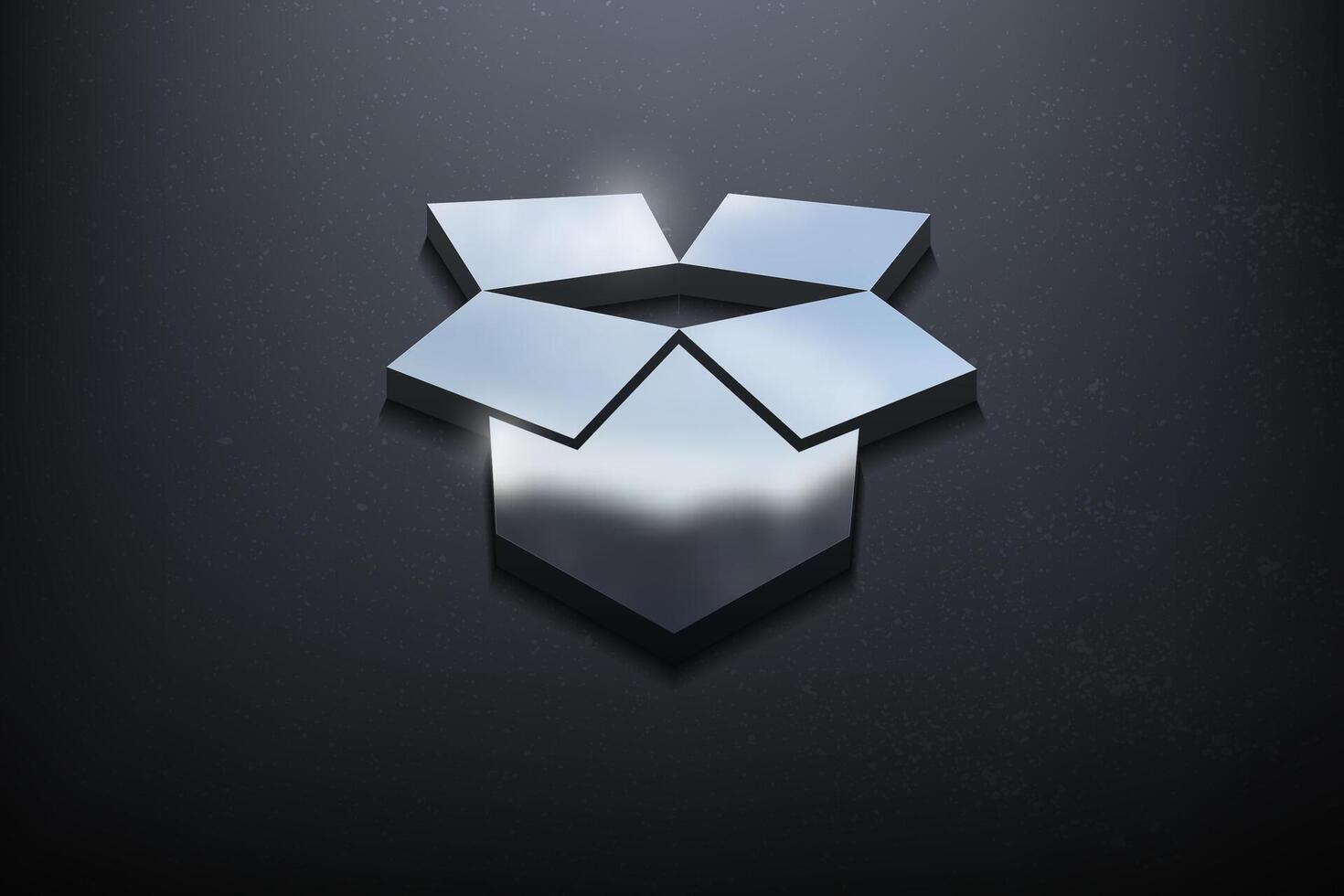 Open Box 3D Logo Design, Shiny Mockup Logo with Textured Wall. Realistic Vector, Vector Illustration