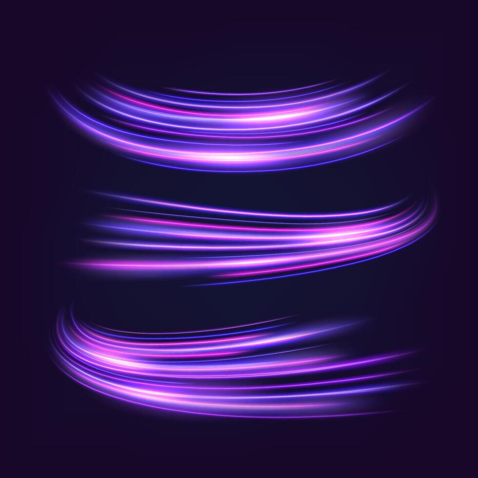 Abstract Purple Wavy Light Sets with A Pattern, Isolated and Easy to Edit, Vector Illustration