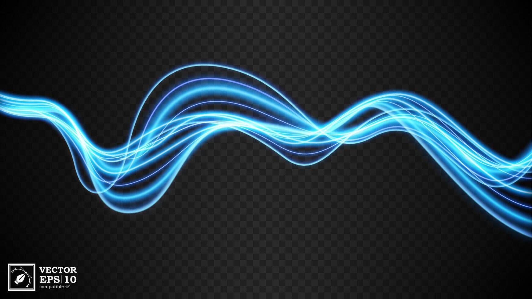 Abstract Blue Wavy Line of Light with A Background, Isolated and Easy to Edit, Vector Illustration