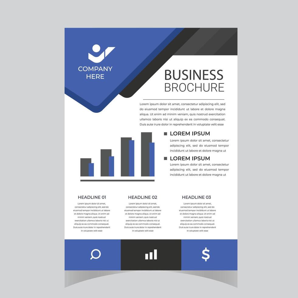 , Corporate Presentation, Portfolio, Flyer, infographic, layout modern with blue color size A4, Front and back, Easy to use. vector