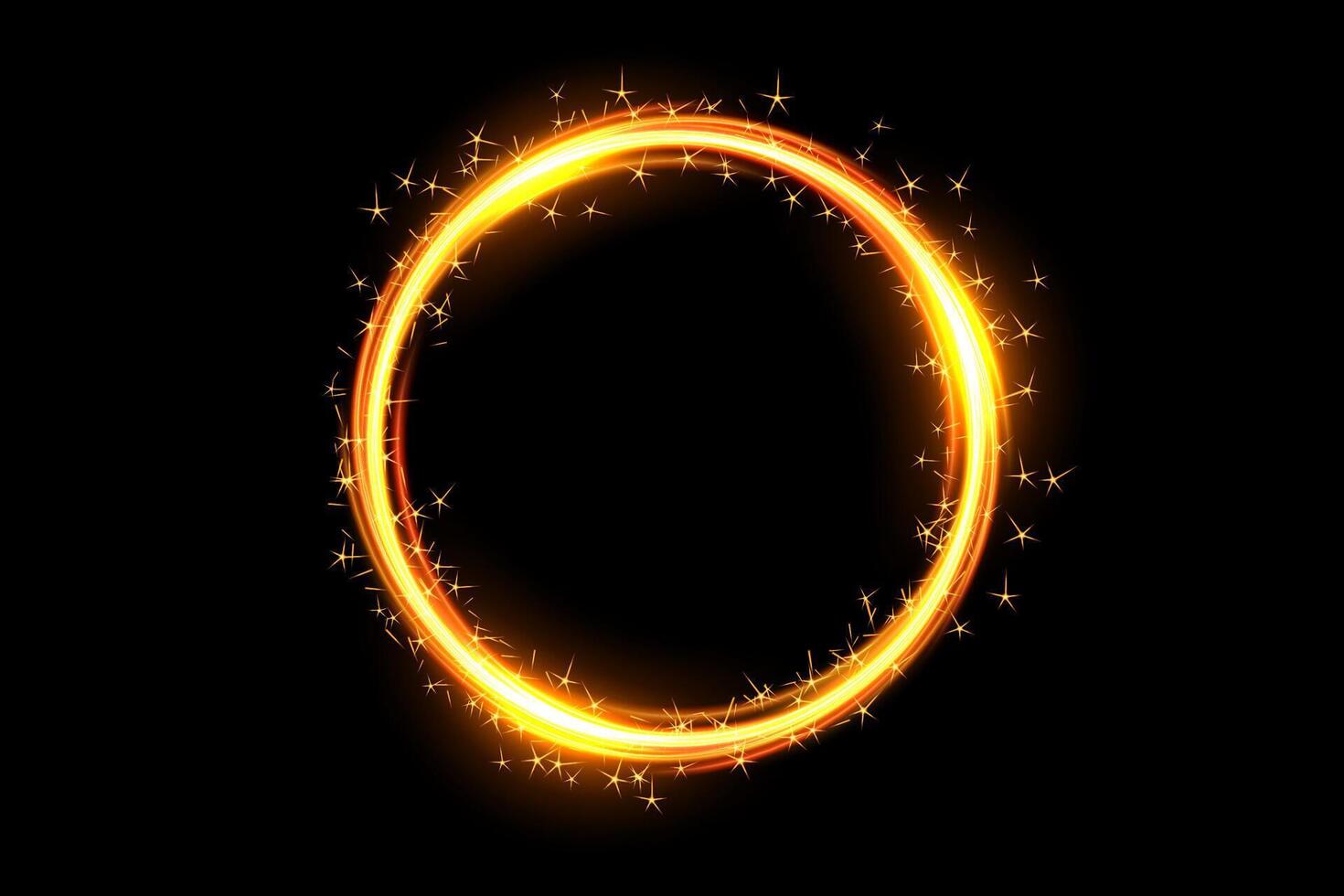 Gold Ring of Fire with Sparkler Firework, Vector Illustration