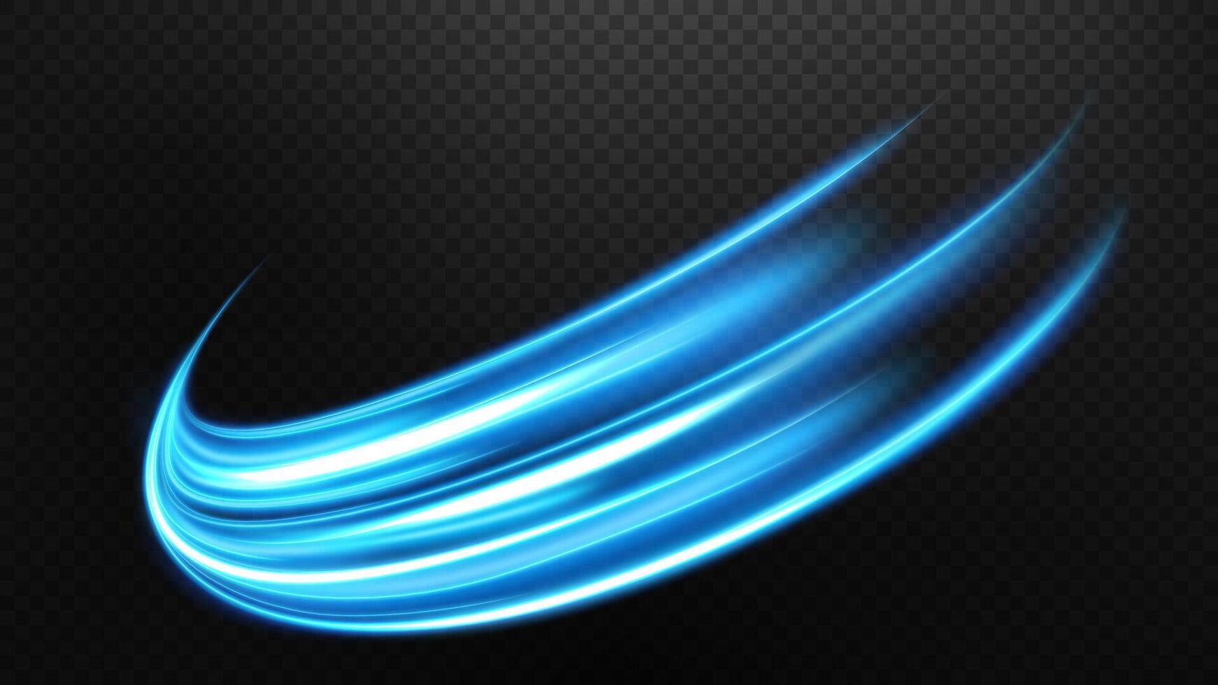Abstract Light Speed Motion Effect, Blue Light Trail, Vector Illustration