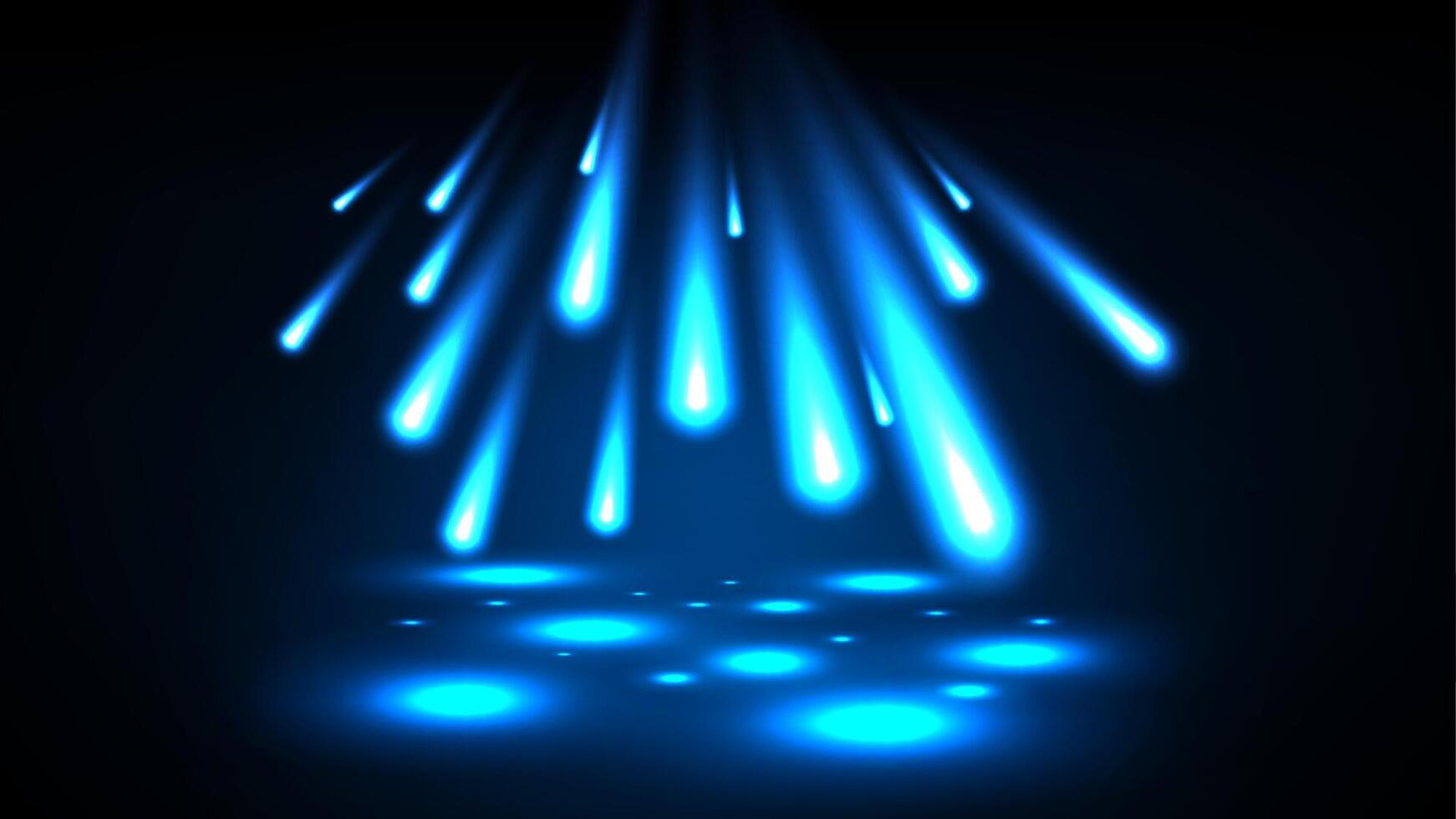 Fallen Blue Comet on Dark Background, Vector Illustration