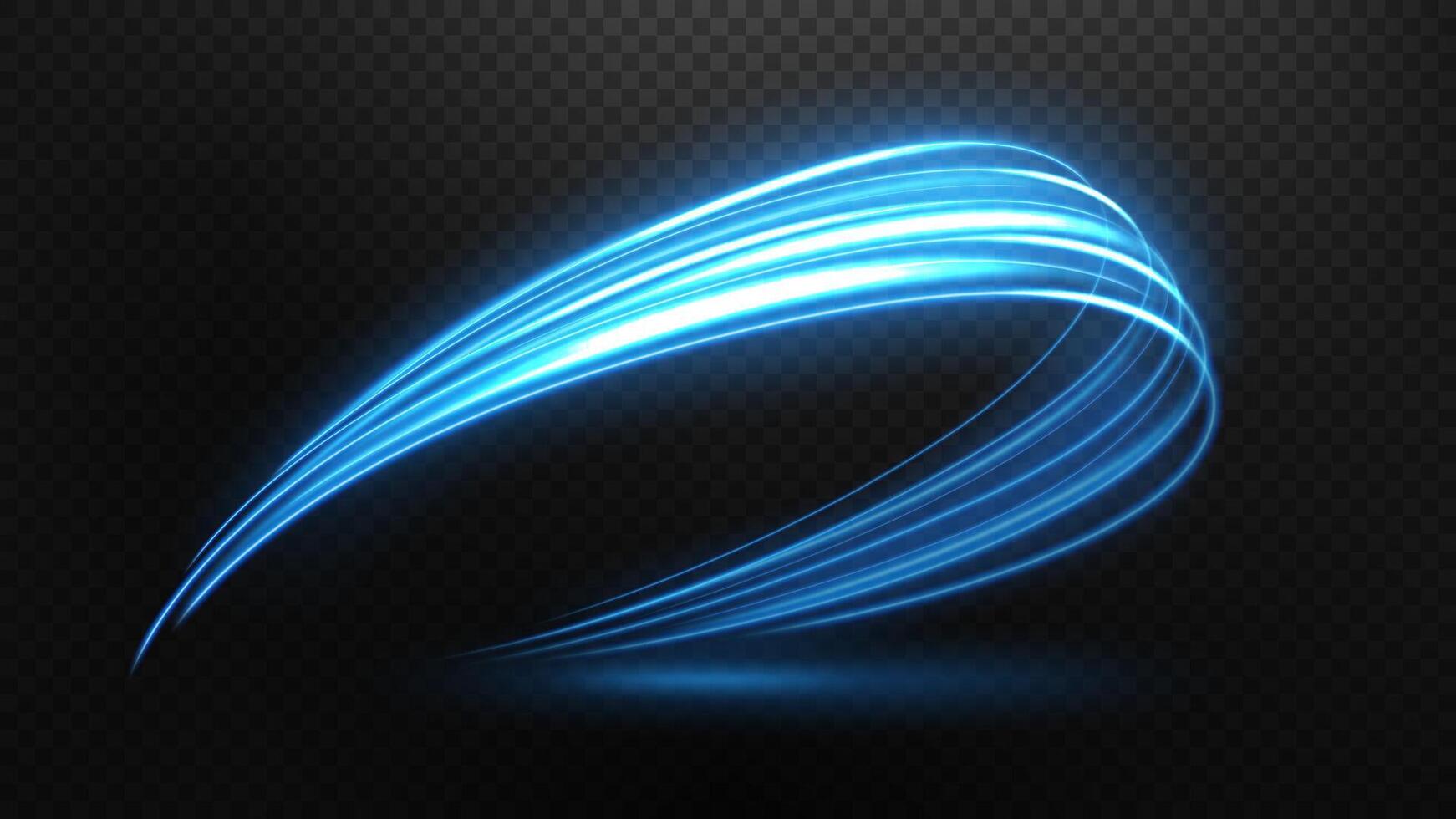 Abstract Light Speed Motion Effect, Blue Light Trail, Vector Illustration