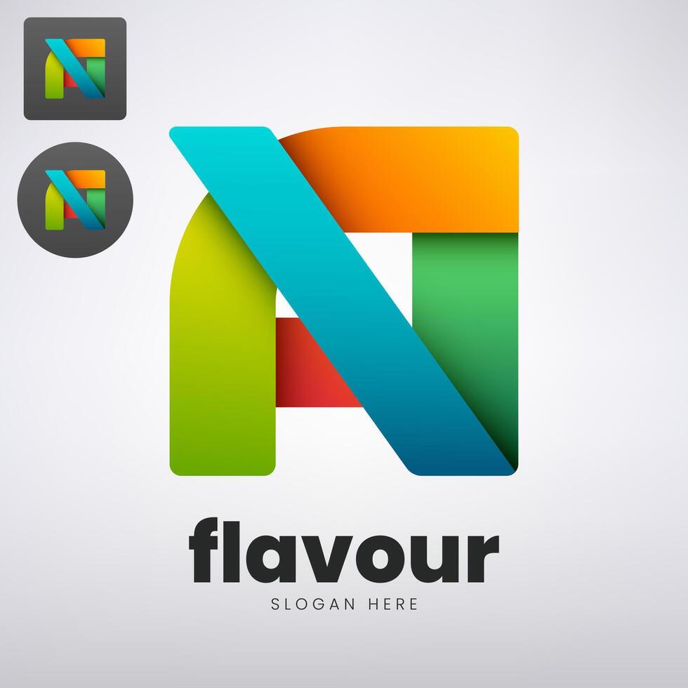 Flavour Logo Design, Creative Initials Monogram Company, Vector Illustration