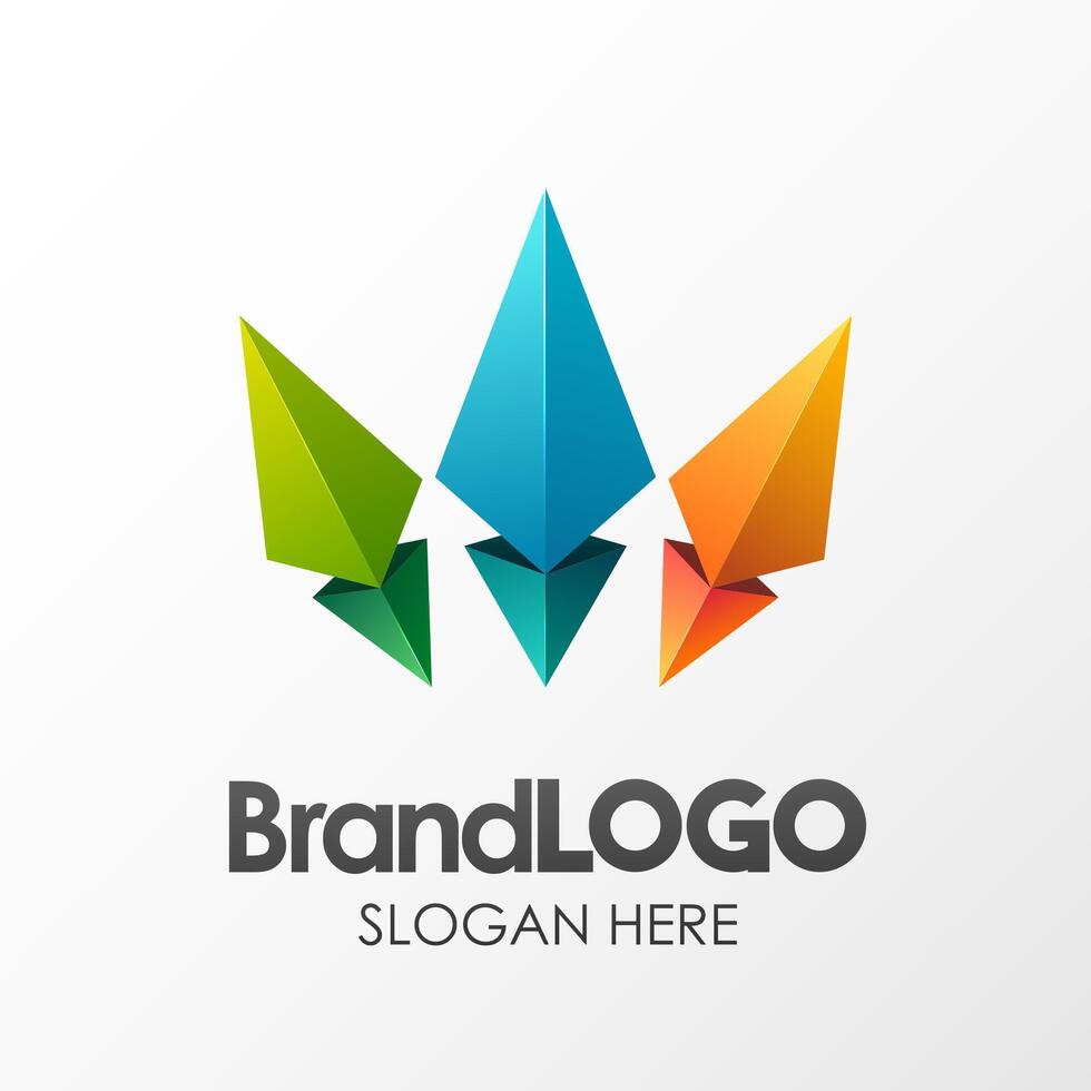 Brand Logo Template, 3D Shape Low Poly, Suitable For Business Company Visual Identity, Vector Illustration