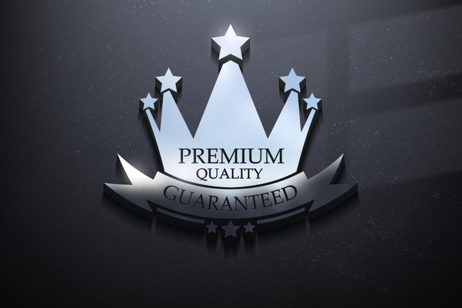 Premium Label 3D Logo Design, Shiny Mockup Logo with Textured Wall. Realistic Vector, Vector Illustration