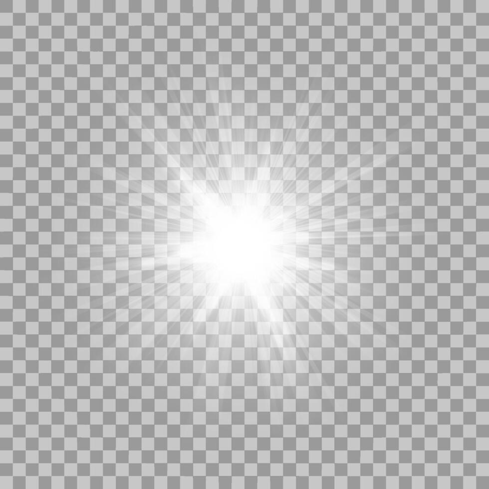 Abstract White Rays Shine. Isolated on Background, Vector Illustration