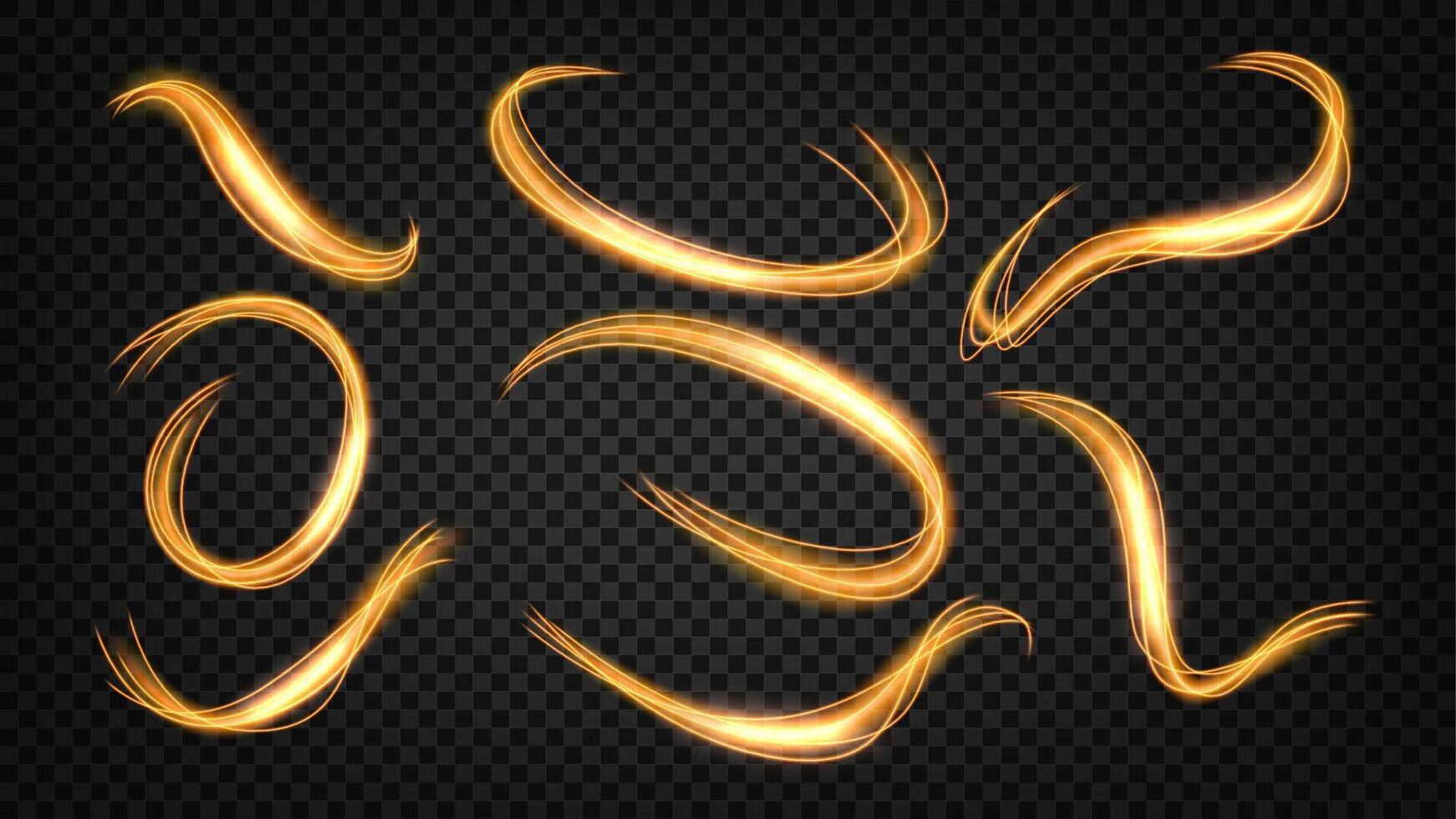 Abstract Gold Wavy Light Sets with A Pattern, Isolated and Easy to Edit, Vector Illustration