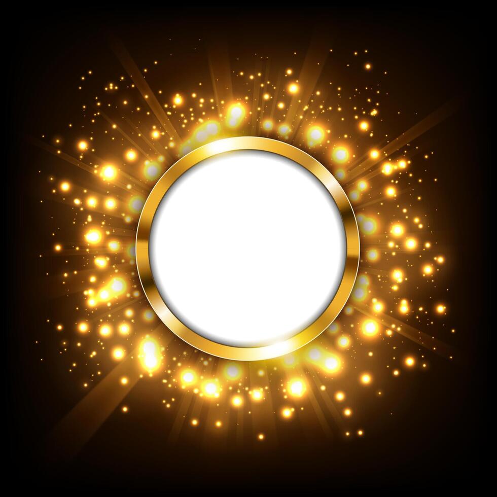 Round Gold Sign with Text Space on Gold Big Bang Concept. Suitable For Advertising, and Other, Vector Illustration