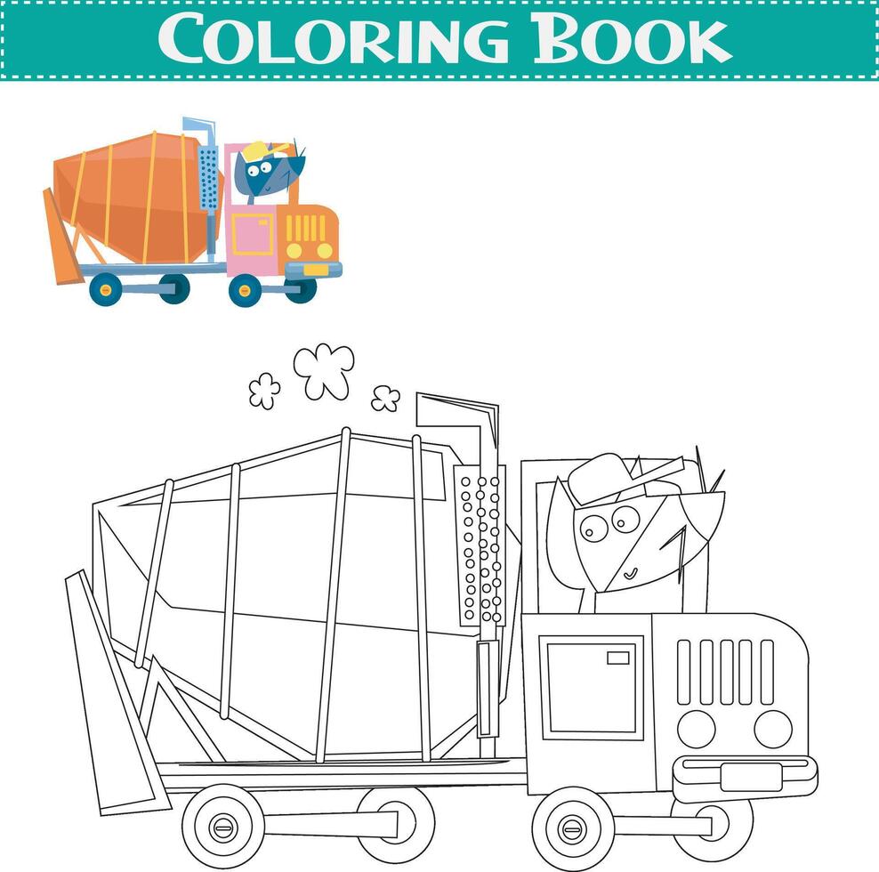 Hand-drawn colouring book for kids' cars and vehicles vector