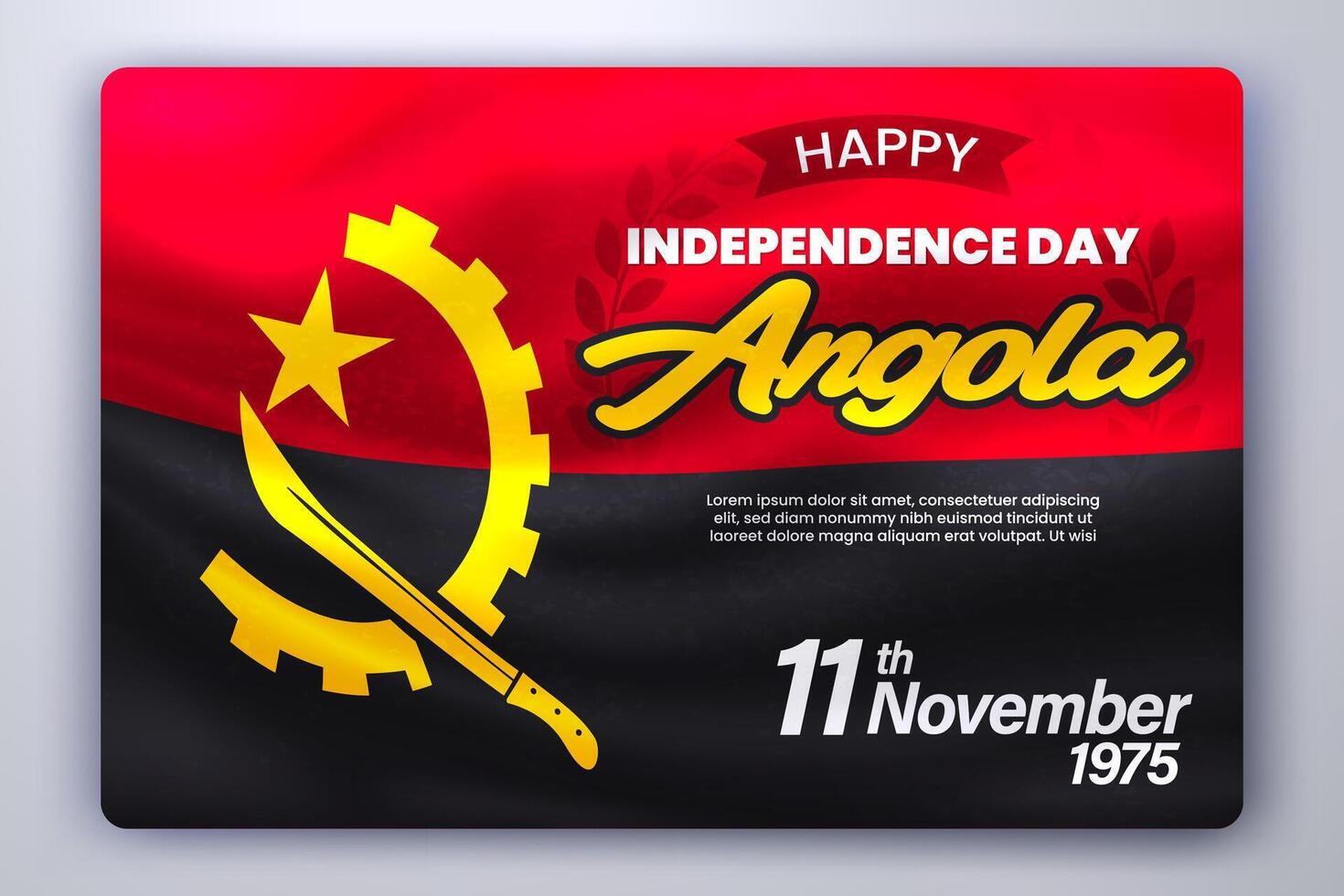 contento independencia día de angola con ondulación bandera fondo, vector ilustración