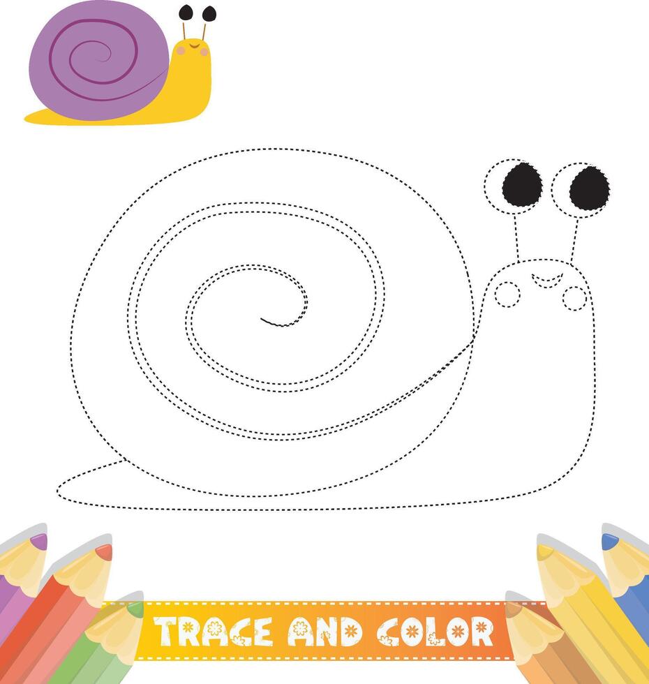 Hand-drawn trace and color for kids vector