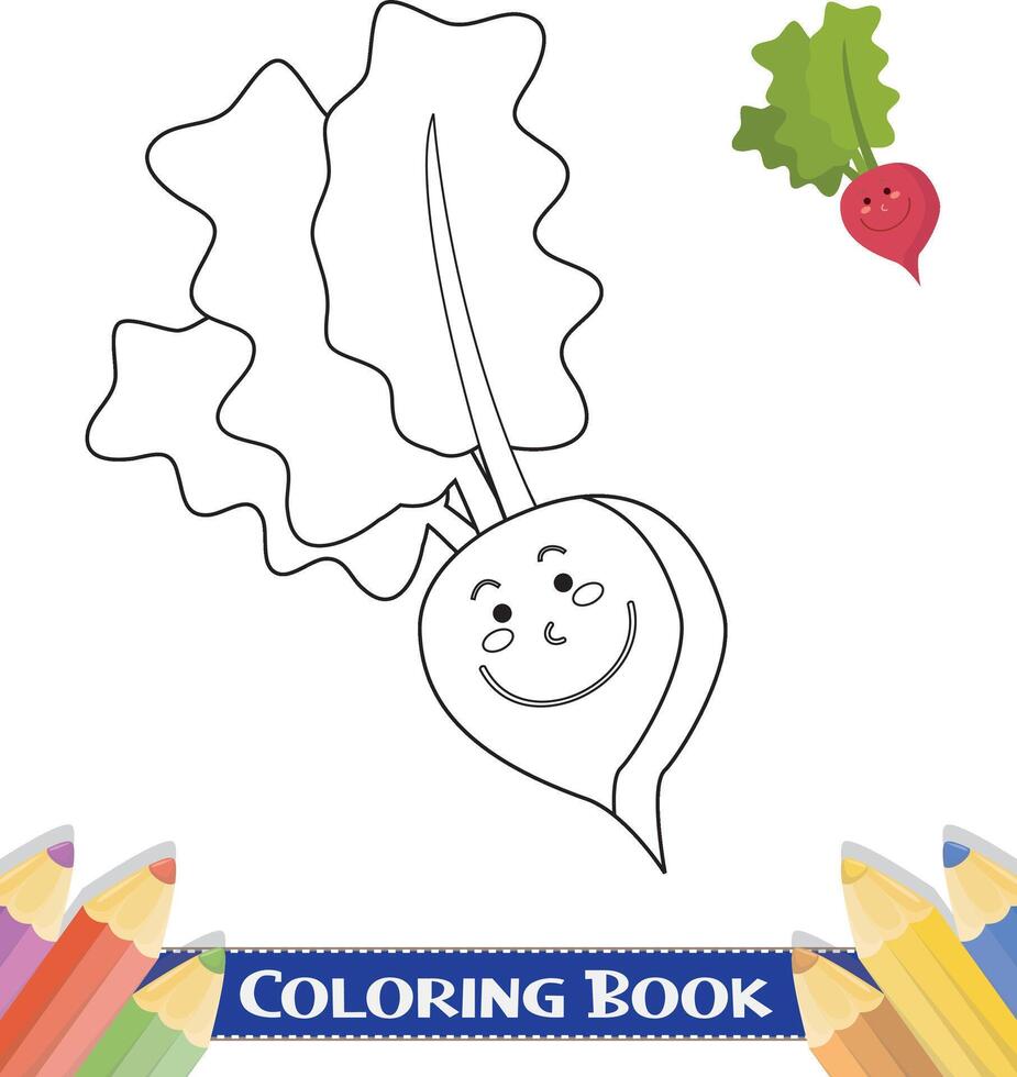 Hand drawn Vegetable coloring book vector
