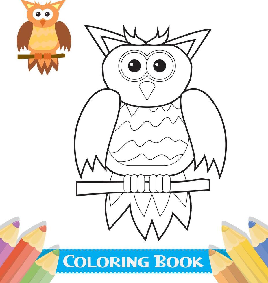 Hand drawn Owl coloring book vector