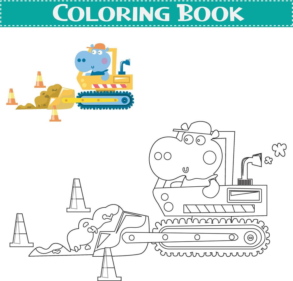 Hand-drawn colouring book for kids' cars and vehicles vector
