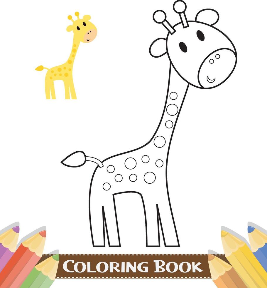Hand-drawn cute animals colouring book vector