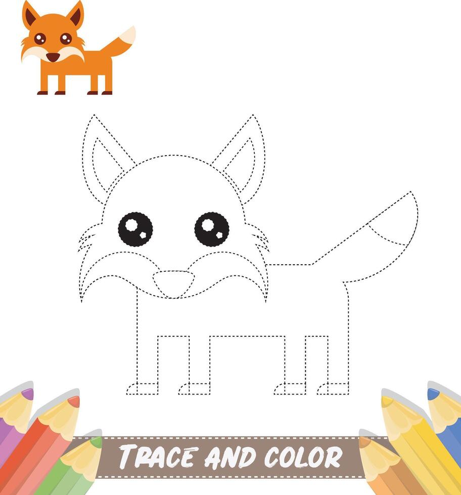 Hand-drawn trace and color Cute Baby Animal vector