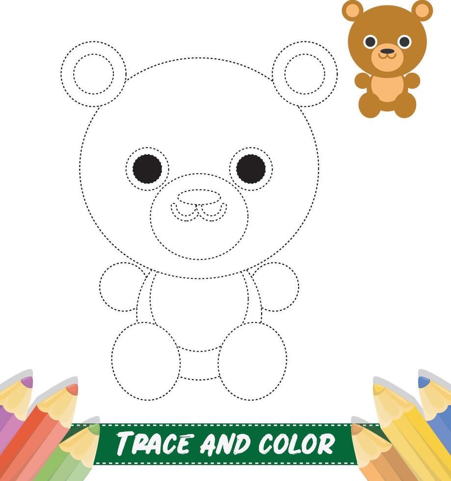 Hand-drawn traces and colour cute animals vector