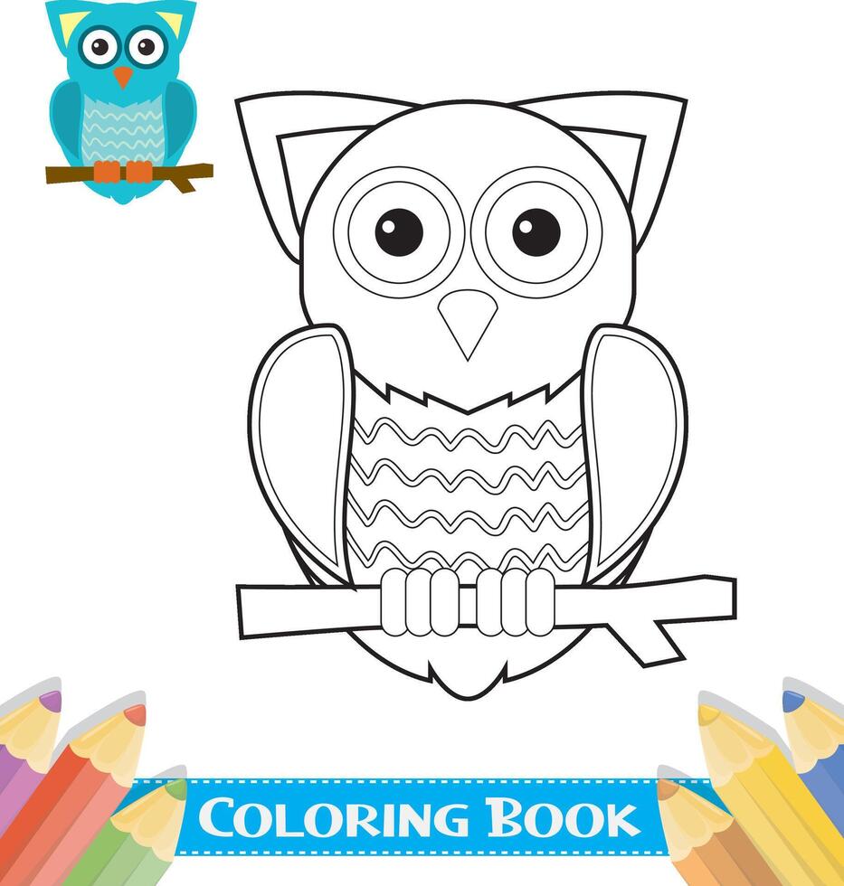 Hand drawn Owl coloring book vector
