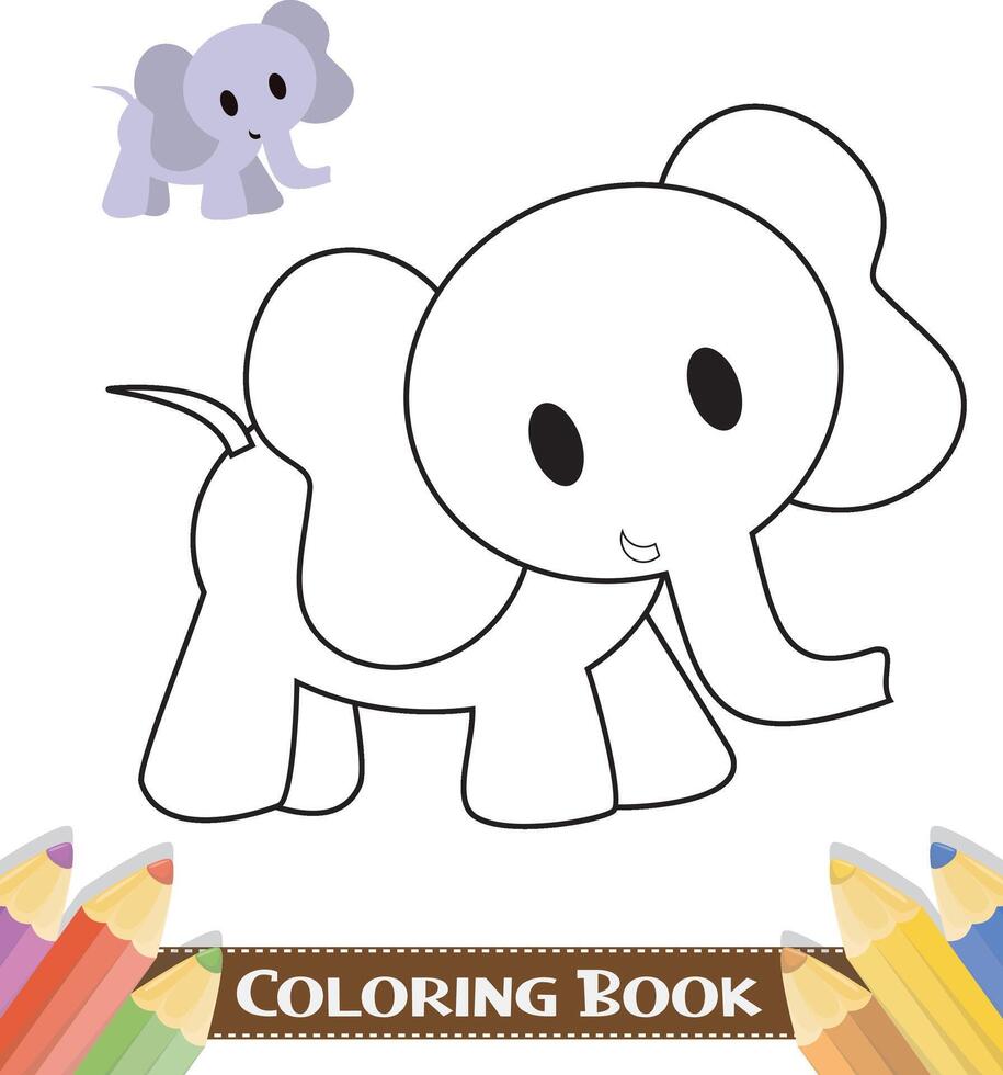 Hand-drawn cute animals colouring book vector