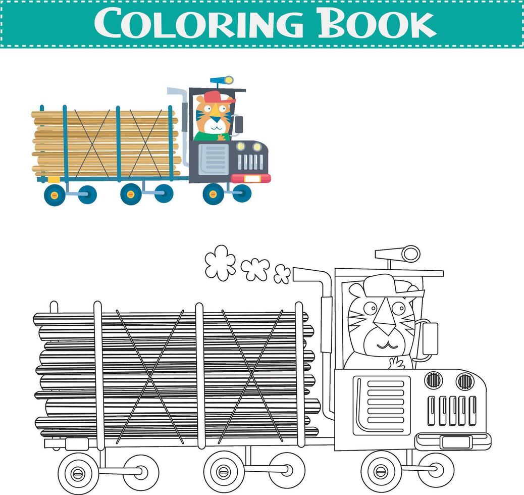 Hand-drawn colouring book for kids' cars and vehicles vector