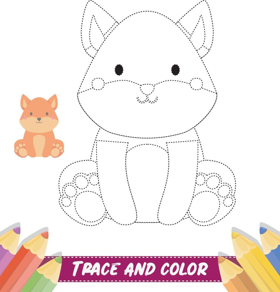Hand drawn Cute Baby Animal coloring book vector