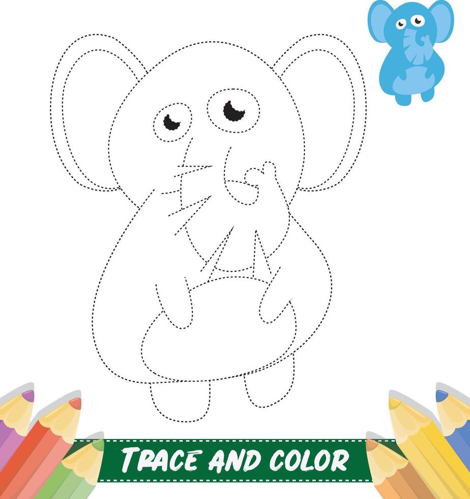 Hand-drawn traces and colour cute animals vector