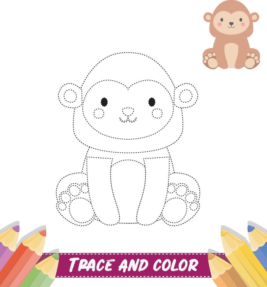 Hand drawn Cute Baby Animal coloring book vector