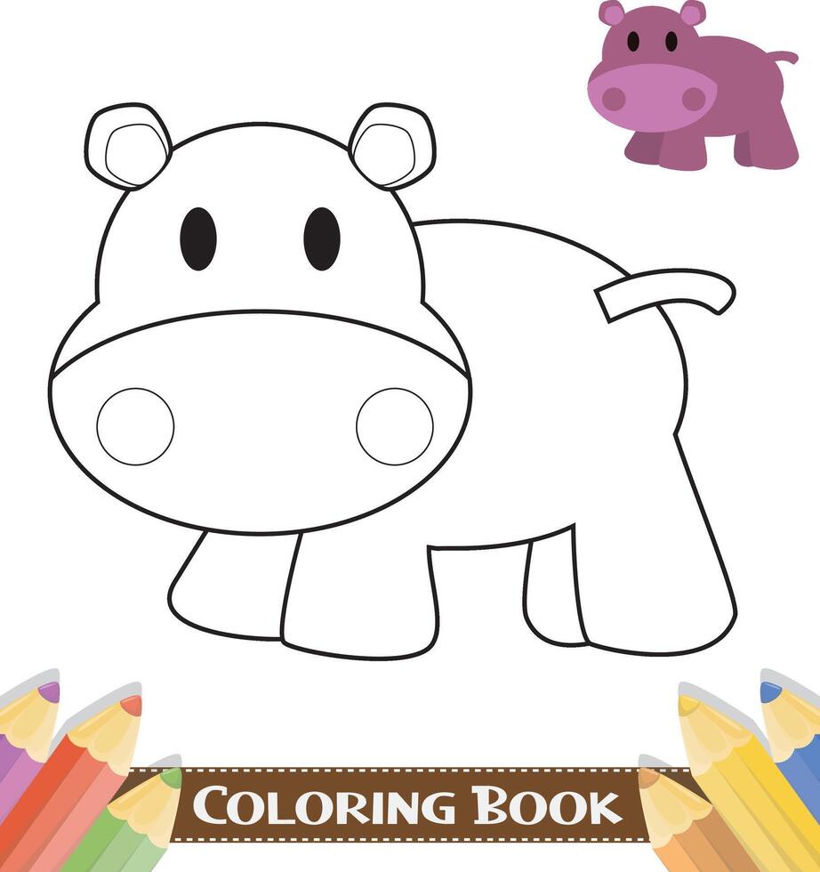 Hand-drawn cute animals colouring book vector