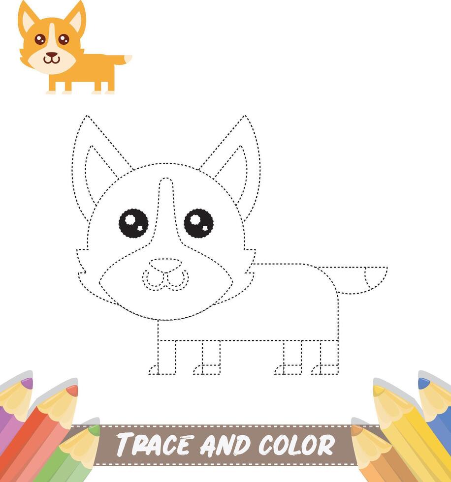 Hand-drawn trace and color Cute Baby Animal vector