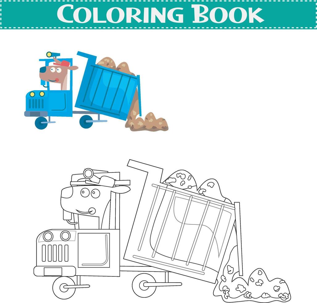 Hand-drawn colouring book for kids' cars and vehicles vector