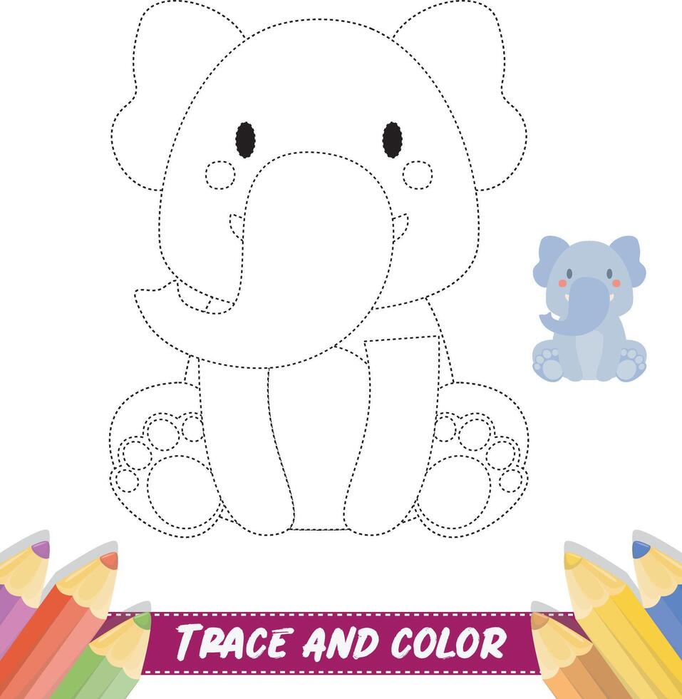 Hand drawn Cute Baby Animal coloring book vector