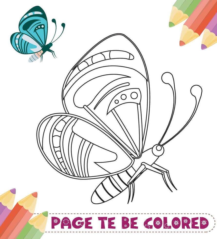 mariposa para colorear página color ilustración vector