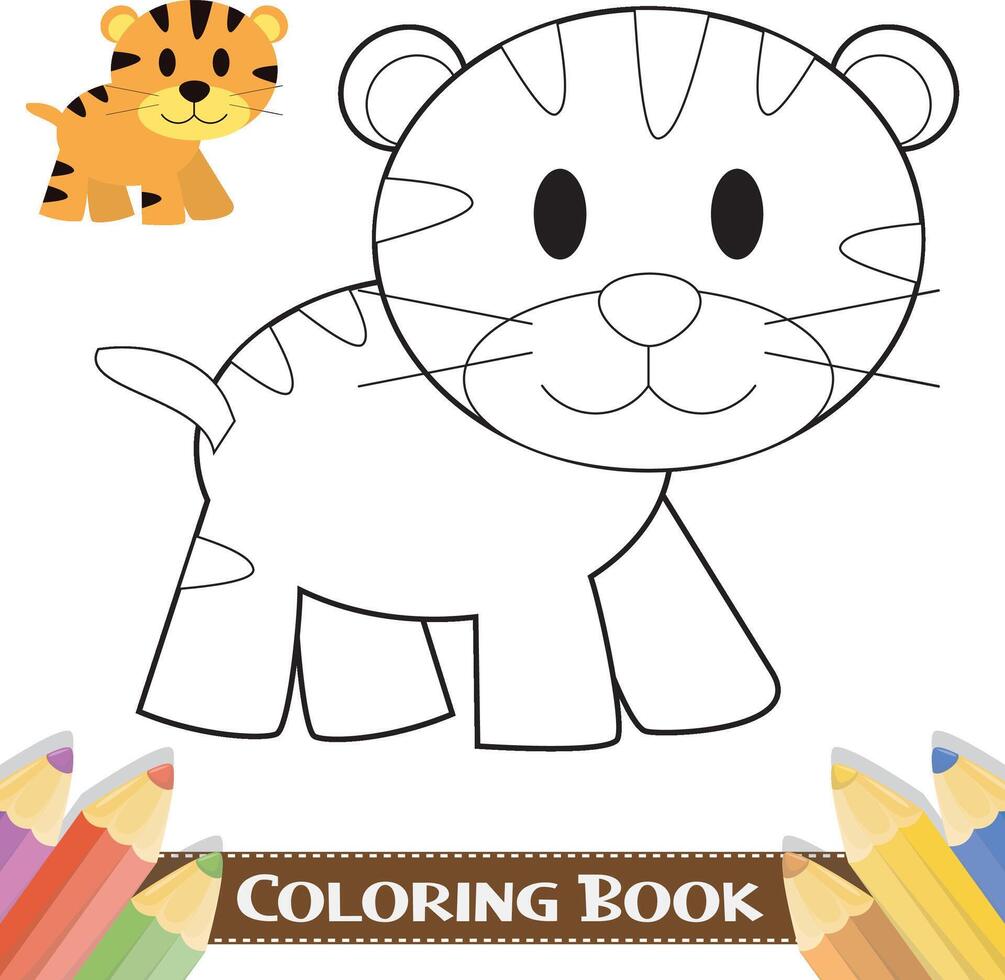 Hand-drawn cute animals colouring book vector