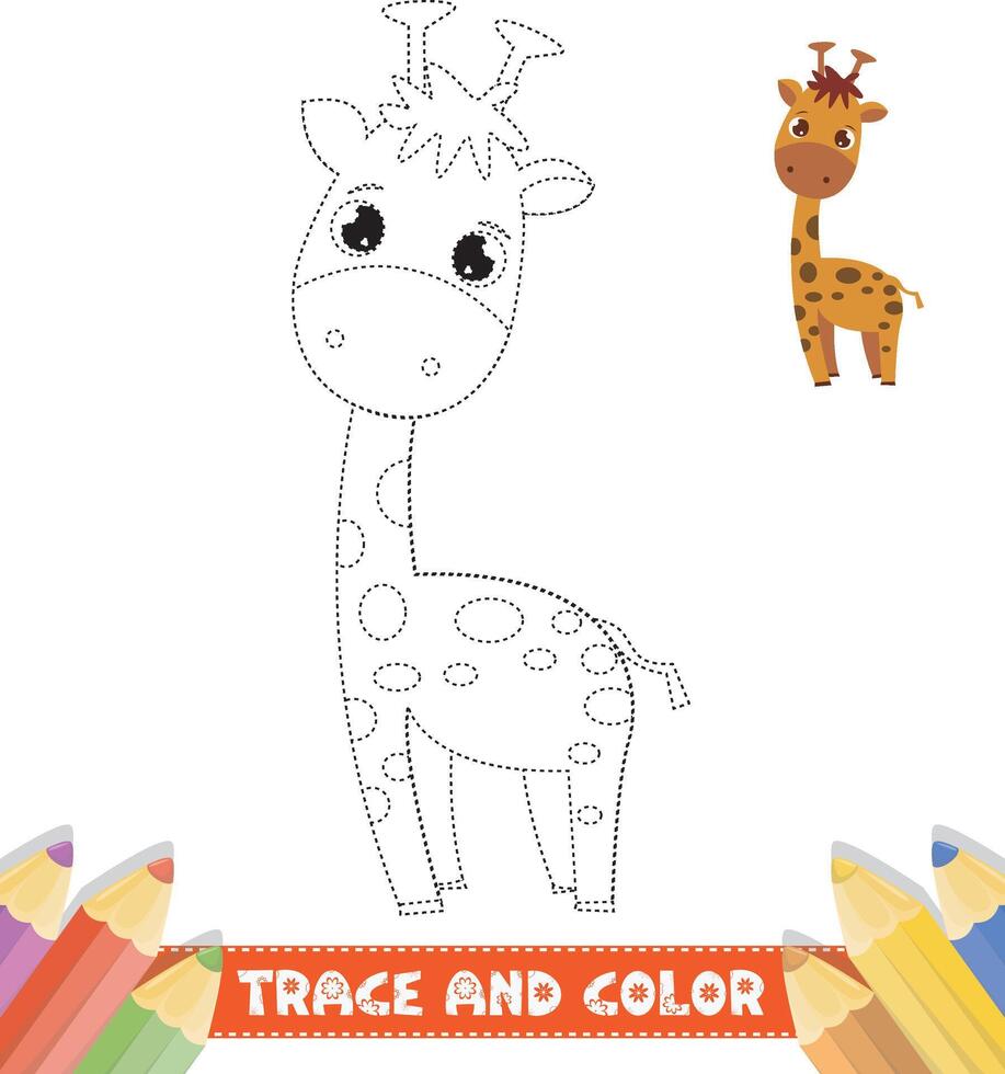 Hand-drawn trace and color for kids vector