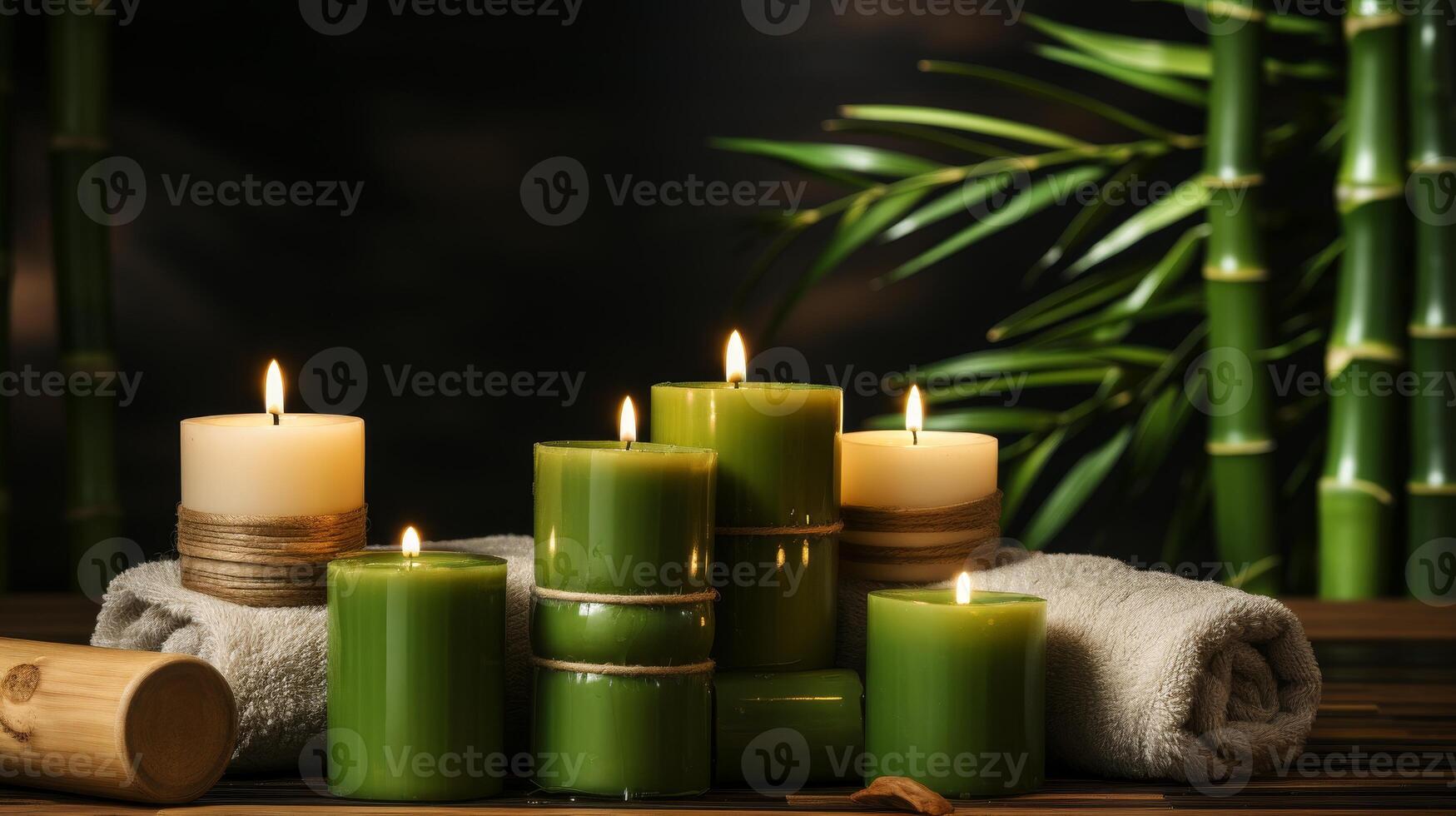 AI generated Thai massage parlor spa on blurred defocused background with copy space for text photo