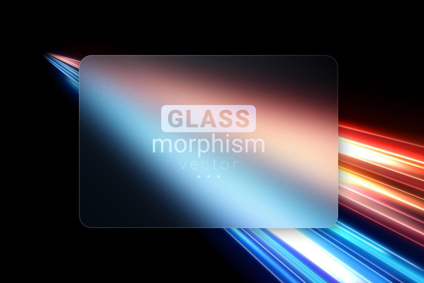 Glass Morphism on Colorful Light Trails, Long Time Exposure Motion Blur Effect, Vector Illustration