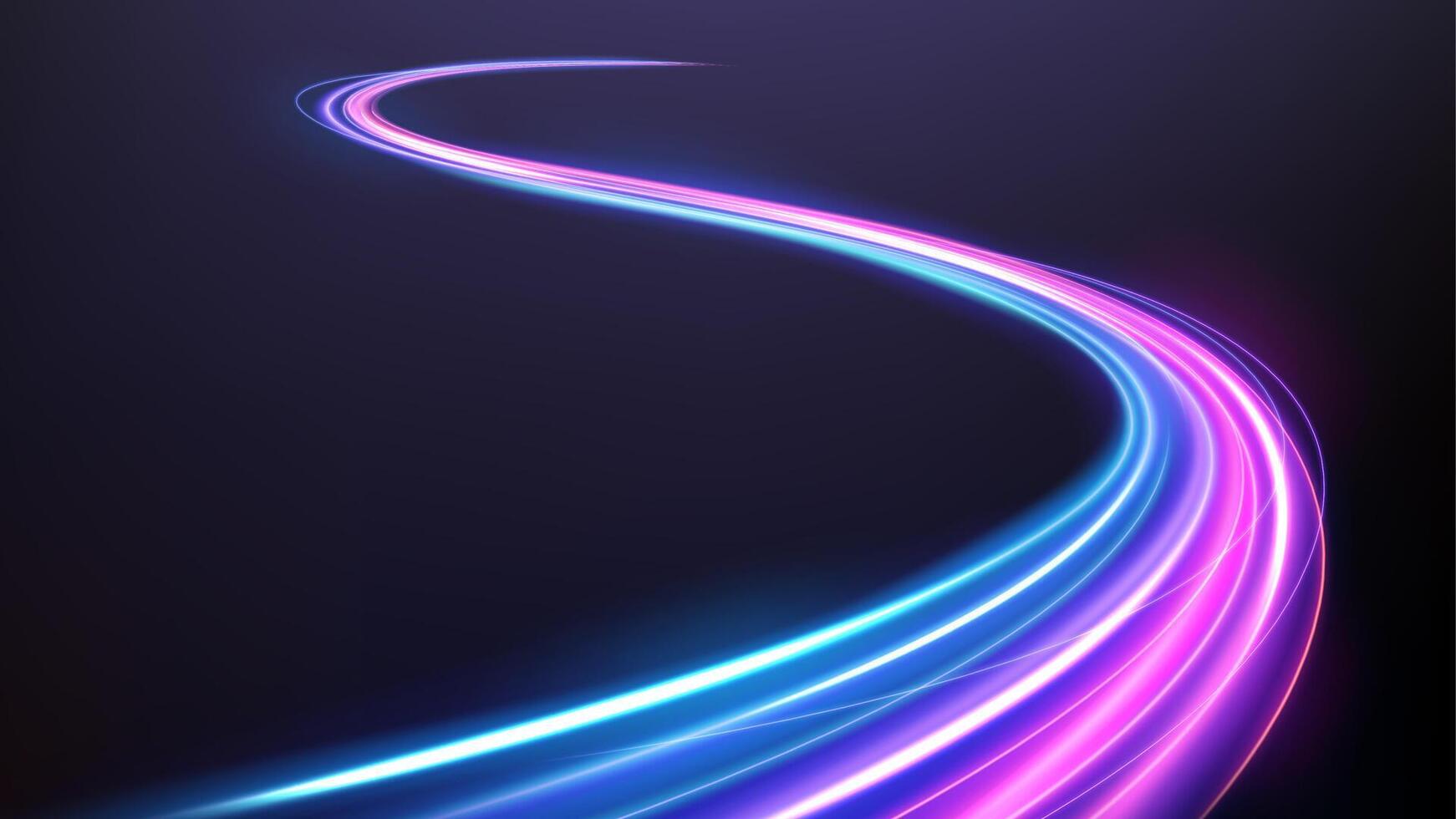 Colorful Light Trails, Long Time Exposure Motion Blur Effect, Vector Illustration