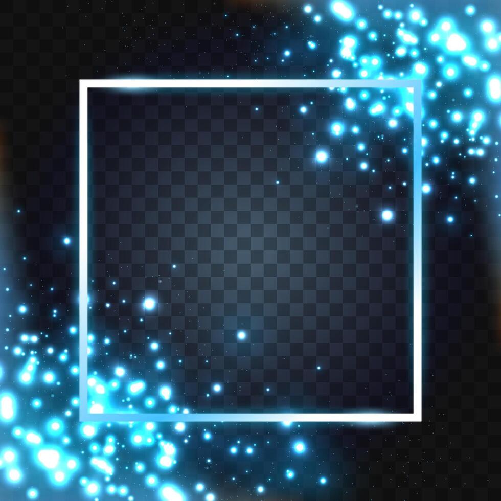 Blue Square with Blinding Spark, Vector Illustration
