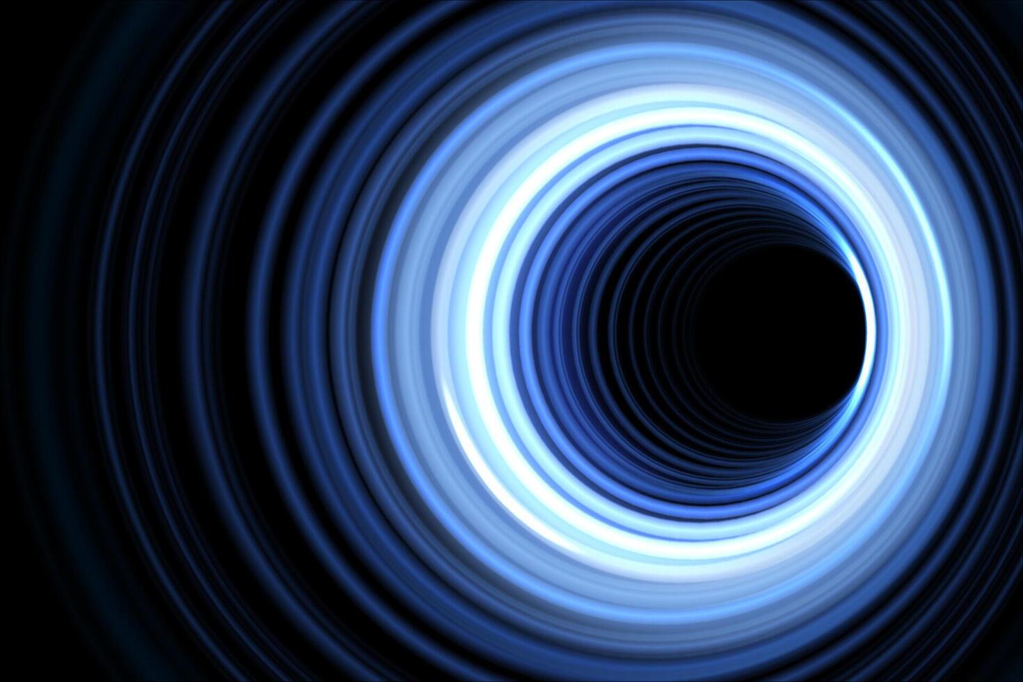 Tunnel of Blue Rings, Shining Holes Circle Lines, Vector Illustration