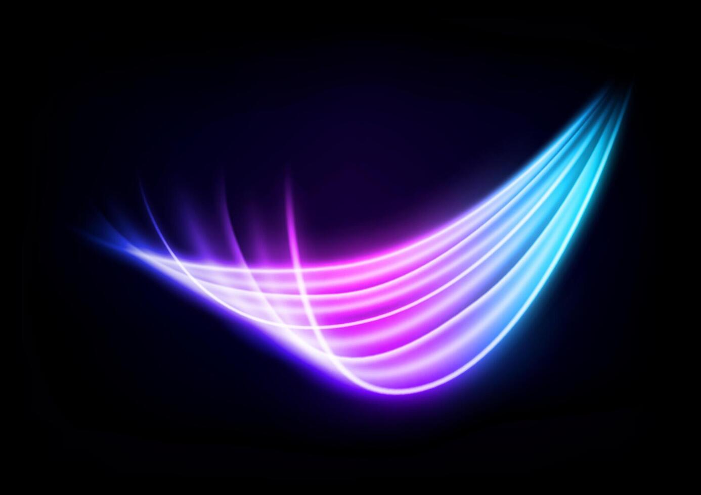 Abstract Multicolor Wave Line of Light, Isolated on Dark Background, Vector Illustration